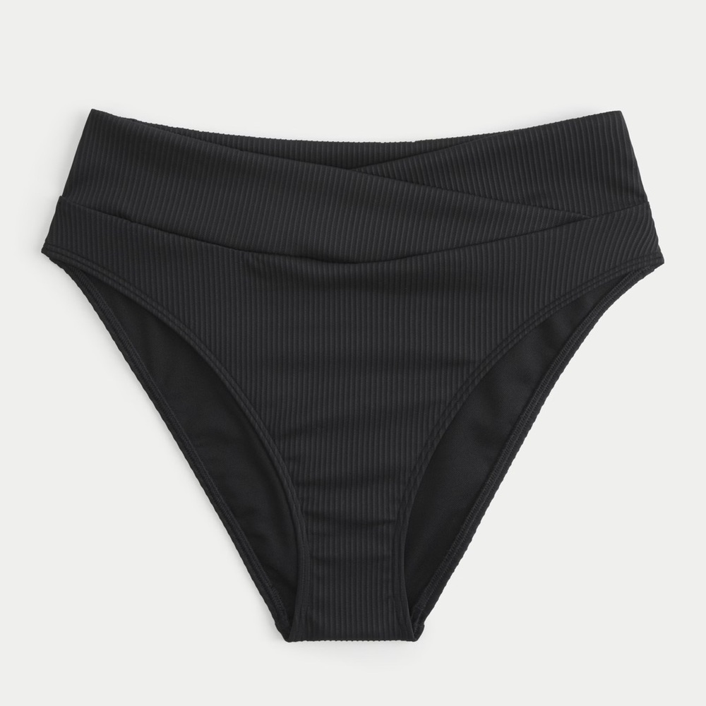 HOLLISTER CROSSOVER WAIST BIKINI BOTTOM - BLACK